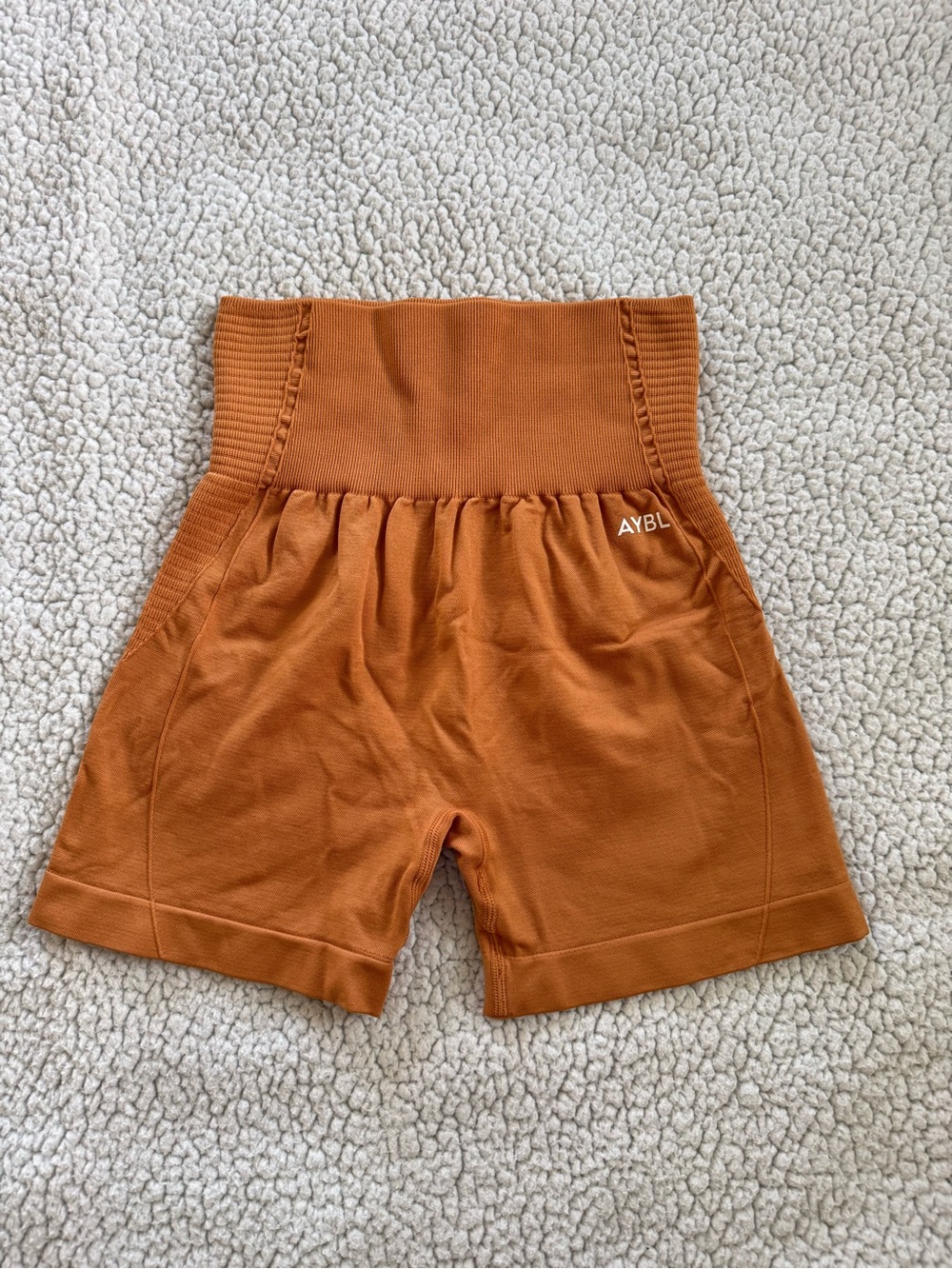 AYBL High-Waist Shorts in Rust Orange/Brown